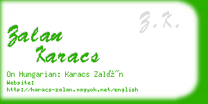 zalan karacs business card